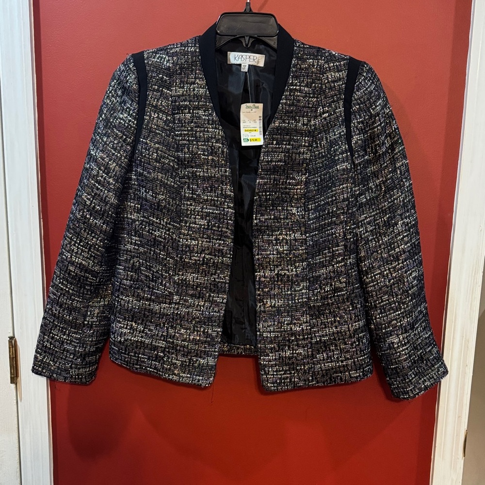 Kasper Black and Gray Tweed Blazer